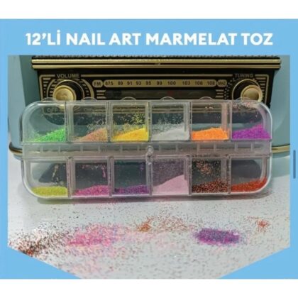 Tırnak Tozu 12 Bölmeli Nail Art Süsleme